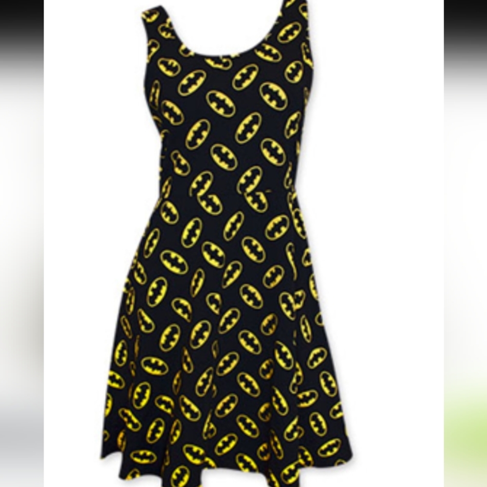 DC Black and Yellow Batman Logo Skater Dress